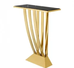 Casa Padrino Luxus Konsole Gold mit schwarzem Marmor im Art Deco Stil 70 x 30 x H. 92,5 cm