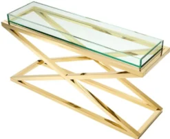 Casa Padrino Luxus Konsole / Konsolentisch Gold 150 x 45 x H. 77 cm - Hotel Möbel
