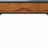 Casa Padrino Luxus Konsole Matt Schwarz / Matt Cognac / Gold 148 x 40 x H. 80 cm - Massivholz Konsolentisch mit 3 Schubladen - Luxus Möbel - Luxus Einrichtung