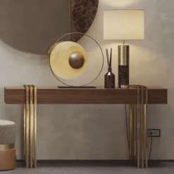 Casa Padrino Luxus Konsole mit Schublade Braun / Messing 140 cm - Luxus Möbel