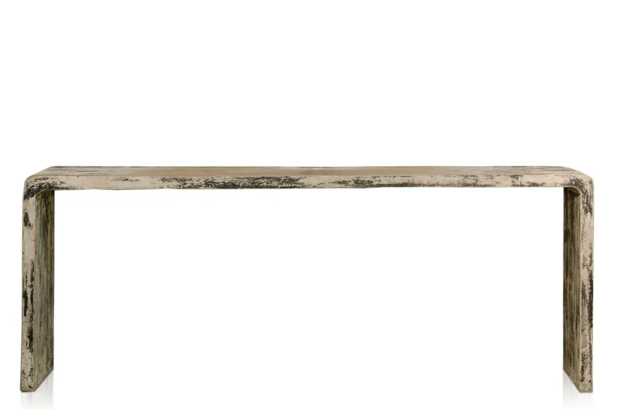 Casa Padrino Luxus Konsole Naturfarben 215 x 40 x H. 80 cm - Konsolentisch aus recyceltem Ulmen Altholz - Luxus Möbel