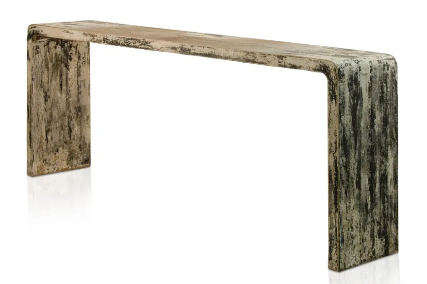 Casa Padrino Luxus Konsole Naturfarben 215 x 40 x H. 80 cm - Konsolentisch aus recyceltem Ulmen Altholz - Luxus Möbel