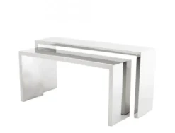 Casa Padrino Luxus Konsolen 2er Set - Konsolentische aus poliertem Edelstahl - 170x40xH.80 cm / 150x40xH.70 cm
