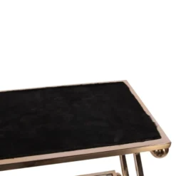 Casa Padrino Luxus Konsolentisch mit Fellauflage Gold / Schwarz 82 x 34 x H. 76 cm - Beistelltisch mit 2 Glasablagen