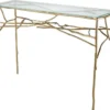 Casa Padrino Luxus Konsolentisch Gold 118 x 34,5 x H. 78,5 cm - Konsole mit Glasplatte - Luxus Möbel