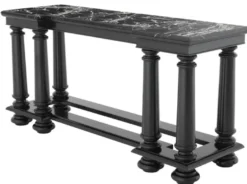 Casa Padrino Luxus Konsolentisch in schwarz mit schwarzer Marmorplatte 160 x 50 x H. 79 cm - Limited Edition