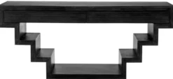 Casa Padrino Luxus Konsole Schwarzgrau 180 x 50 x H. 77 cm - Rechteckiger Konsolentisch mit 2 Schubladen - Wohnzimmer Möbel - Hotel Möbel - Luxus Möbel - Luxus Einrichtung