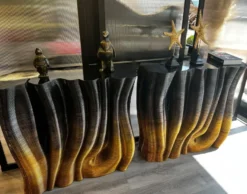 Casa Padrino Luxus Konsole Schwarz / Gold 90 x 36 x H. 90 cm - Massivholz Konsolentisch - Luxus Möbel - Hotel Möbel - Luxus Einrichtung