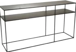 Casa Padrino Luxus Konsole Schwarz 160 x 40 x H. 81 cm - Moderner Metall Konsolentisch - Wohnzimmer Möbel - Büro Möbel