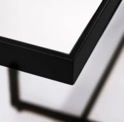 Casa Padrino Luxus Konsole Schwarz 120 x 40 x H. 77 cm - Rechteckiger Metall Konsolentisch mit Spiegelglas - Wohnzimmer Möbel