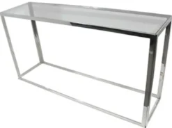Casa Padrino Luxus Konsole Silber 150 x 40 x H. 78 cm - Wohnzimmer Konsolentisch