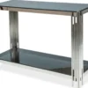 Casa Padrino Luxus Konsole Silber / Schwarz 120 x 40 x H. 78 cm - Edelstahl Konsolentisch mit getönten Glasplatten - Luxus Möbel