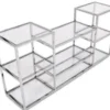 Casa Padrino Luxus Konsole Silber 160 x 38 x H. 75 cm - Edelstahl Konsolentisch mit Glasplatten