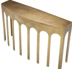 Casa Padrino Luxus Konsole Vintage Messing 132 x 37,5 x H. 79 cm - Rechteckiger Aluminium Konsolentisch - Wohnzimmer Möbel - Aluminium Möbel - Luxus Möbel - Luxus Qualität
