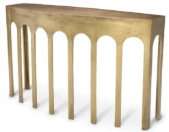 Casa Padrino Luxus Konsole Vintage Messing 132 x 37,5 x H. 79 cm - Rechteckiger Aluminium Konsolentisch - Wohnzimmer Möbel - Aluminium Möbel - Luxus Möbel - Luxus Qualität