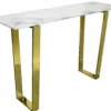 Casa Padrino Luxus Konsole Weiß / Gold 122 x 36 x H. 76 cm - Moderner Konsolentisch mit synthetischer Marmorplatte und Stahlbeinen - Wohnzimmer Möbel