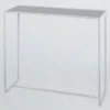 Casa Padrino Luxus Konsole Weiß / Grau / Schwarz 100 x 35 x H. 85 cm - Rechteckiger Metall Konsolentisch mit Spiegelglas Tischplatte - Wohnzimmer Möbel - Luxus Möbel
