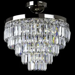 Casa Padrino Luxus Kristall Deckenleuchte Silber Ø 40 x H. 20 cm - Prunkvolle Messing Deckenleuchte mit böhmischem Kristallglas - Barock Möbel - Edel & Prunkvoll