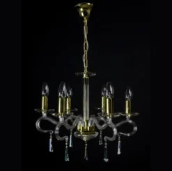 Casa Padrino Luxus Kristall Deckenleuchte Gold Ø 49 x H. 42 cm - Prunkvolle Messing Deckenleuchte mit böhmischem Kristallglas - Barock Möbel - Edel & Prunkvoll