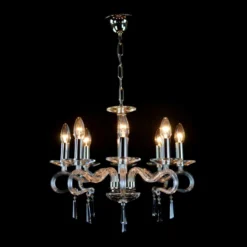 Casa Padrino Luxus Kristall Deckenleuchte Silber Ø 50 x H. 42 cm - Prunkvolle Messing Deckenleuchte mit böhmischem Kristallglas - Barock Möbel - Edel & Prunkvoll
