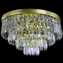 Casa Padrino Luxus Kristall Deckenleuchte Gold Ø 40 x H. 20 cm - Prunkvolle Messing Deckenleuchte mit böhmischem Kristallglas - Barock Möbel - Edel & Prunkvoll