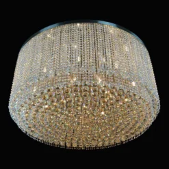 Casa Padrino Luxus Kristall Deckenleuchte Silber Ø 100 x H. 45 cm - Prunkvolle Messing Deckenleuchte mit böhmischem Kristallglas - Barock Möbel - Edel & Prunkvoll