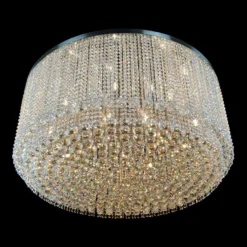 Casa Padrino Luxus Kristall Deckenleuchte Silber Ø 100 x H. 45 cm - Prunkvolle Messing Deckenleuchte mit böhmischem Kristallglas - Barock Möbel - Edel & Prunkvoll