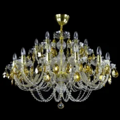 Casa Padrino Luxus Kristall Deckenleuchte Gold Ø 90 x H. 63 cm - Prunkvolle Messing Deckenleuchte mit böhmischem Kristallglas - Barock Möbel - Edel & Prunkvoll