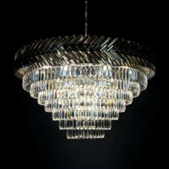 Casa Padrino Luxus Kristall Deckenleuchte Silber Ø 100 x H. 48 cm - Prunkvolle Messing Deckenleuchte mit böhmischem Kristallglas - Barock Möbel - Edel & Prunkvoll