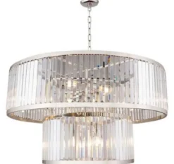 Casa Padrino Luxus Kristallglas Kronleuchter Silber Ø 90 x H. 50 cm - Hotel & Restaurant Kronleuchter - Luxus Qualität