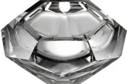 Casa Padrino Luxus Kristallglas Schüssel Grau 20 x 20 x H. 9,5 cm - Sechseckige Deko Schüssel - Luxus Accessoires
