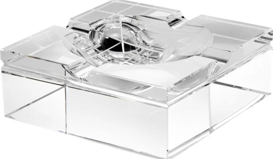 Casa Padrino Luxus Kristallglas Aschenbecher 20 x 20 x H. 7,5 cm - Wohnzimmer Accessoires