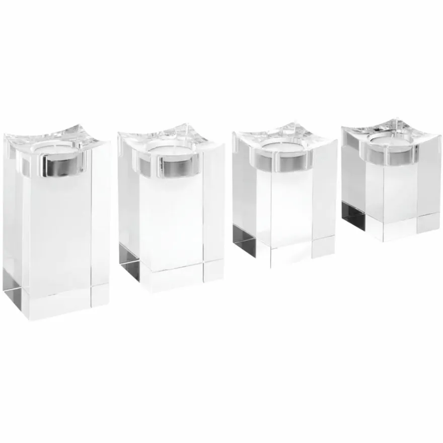 Casa Padrino Luxus Kristallglas Teelichthalter Set - Deko Accessoires