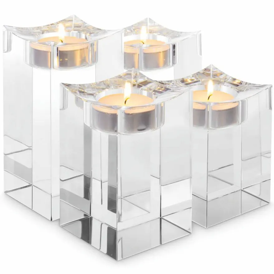 Casa Padrino Luxus Kristallglas Teelichthalter Set - Deko Accessoires