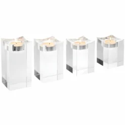 Casa Padrino Luxus Kristallglas Teelichthalter Set - Deko Accessoires