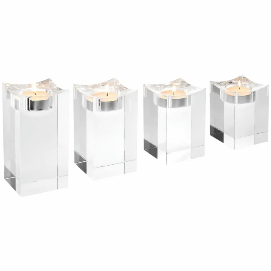 Casa Padrino Luxus Kristallglas Teelichthalter Set - Deko Accessoires