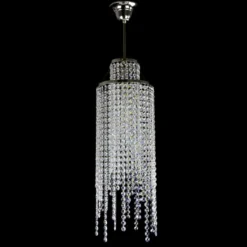 Casa Padrino Luxus Kristall Hängeleuchte Silber Ø 20 x H. 62 cm - Prunkvolle Messing Hängeleuchte mit böhmischem Kristallglas - Barock Möbel - Edel & Prunkvoll