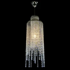 Casa Padrino Luxus Kristall Hängeleuchte Silber Ø 20 x H. 62 cm - Prunkvolle Messing Hängeleuchte mit böhmischem Kristallglas - Barock Möbel - Edel & Prunkvoll