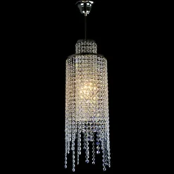 Casa Padrino Luxus Kristall Hängeleuchte Silber Ø 20 x H. 62 cm - Prunkvolle Messing Hängeleuchte mit böhmischem Kristallglas - Barock Möbel - Edel & Prunkvoll