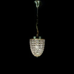 Casa Padrino Luxus Kristall Hängeleuchte Gold Ø 15 x H. 20 cm - Prunkvolle Messing Hängeleuchte mit böhmischem Kristallglas - Barock Möbel - Edel & Prunkvoll