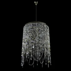 Casa Padrino Luxus Kristall Hängeleuchte Silber Ø 50 x H. 75 cm - Prunkvolle Messing Hängeleuchte mit böhmischem Kristallglas - Barock Möbel - Edel & Prunkvoll