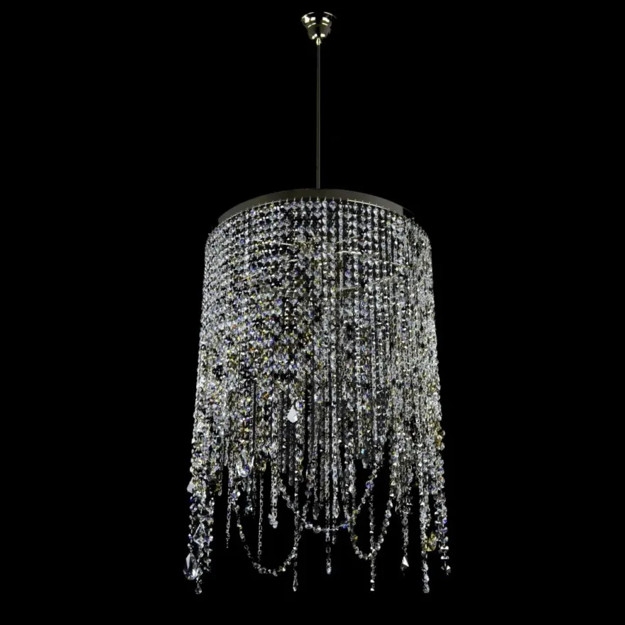 Casa Padrino Luxus Kristall Hängeleuchte Silber Ø 50 x H. 75 cm - Prunkvolle Messing Hängeleuchte mit böhmischem Kristallglas - Barock Möbel - Edel & Prunkvoll