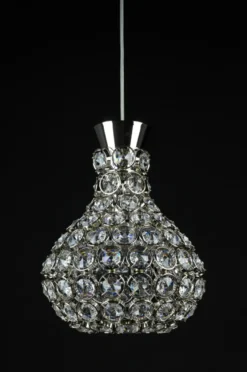 Casa Padrino Luxus Kristall Hängeleuchte Silber Ø 23 x H. 30 cm - Prunkvolle Messing Hängeleuchte mit böhmischem Kristallglas - Barock Möbel - Edel & Prunkvoll