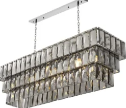 Casa Padrino Luxus Kristall Kronleuchter Silber / Grau 140 x 41 x H. 45,5 cm - Luxus Hotel & Restaurant Kronleuchter - Luxus Qualität