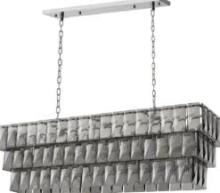 Casa Padrino Luxus Kristall Kronleuchter Silber / Grau 140 x 41 x H. 45,5 cm - Luxus Hotel & Restaurant Kronleuchter - Luxus Qualität