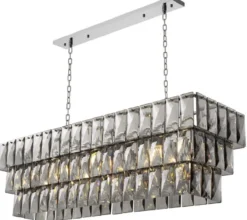 Casa Padrino Luxus Kristall Kronleuchter Silber / Grau 140 x 41 x H. 45,5 cm - Luxus Hotel & Restaurant Kronleuchter - Luxus Qualität