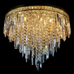 Casa Padrino Luxus Kristall Kronleuchter Gold Ø 70 x H. 60 cm - Prunkvolle Messing Kronleuchter mit böhmischem Kristallglas - Barock Möbel - Edel & Prunkvoll