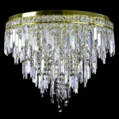 Casa Padrino Luxus Kristall Kronleuchter Gold Ø 70 x H. 60 cm - Prunkvolle Messing Kronleuchter mit böhmischem Kristallglas - Barock Möbel - Edel & Prunkvoll