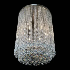 Casa Padrino Luxus Kristall Kronleuchter Silber Ø 50 x H. 70 cm - Prunkvolle Messing Kronleuchter mit böhmischem Kristallglas - Barock Möbel - Edel & Prunkvoll