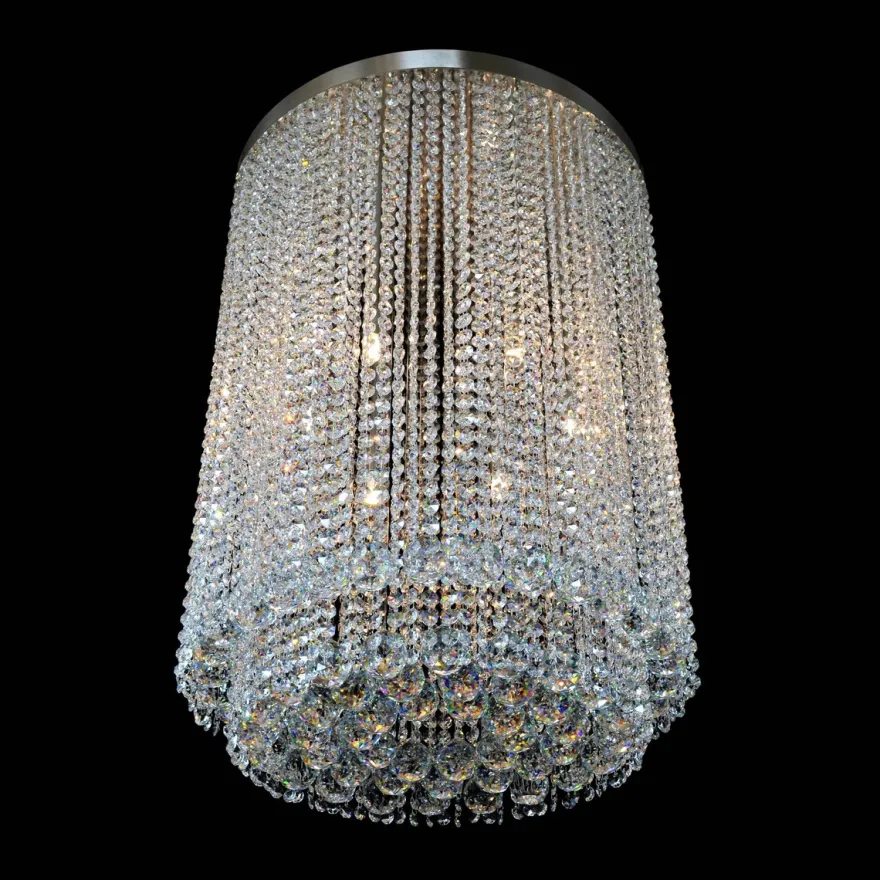 Casa Padrino Luxus Kristall Kronleuchter Silber Ø 50 x H. 70 cm - Prunkvolle Messing Kronleuchter mit böhmischem Kristallglas - Barock Möbel - Edel & Prunkvoll